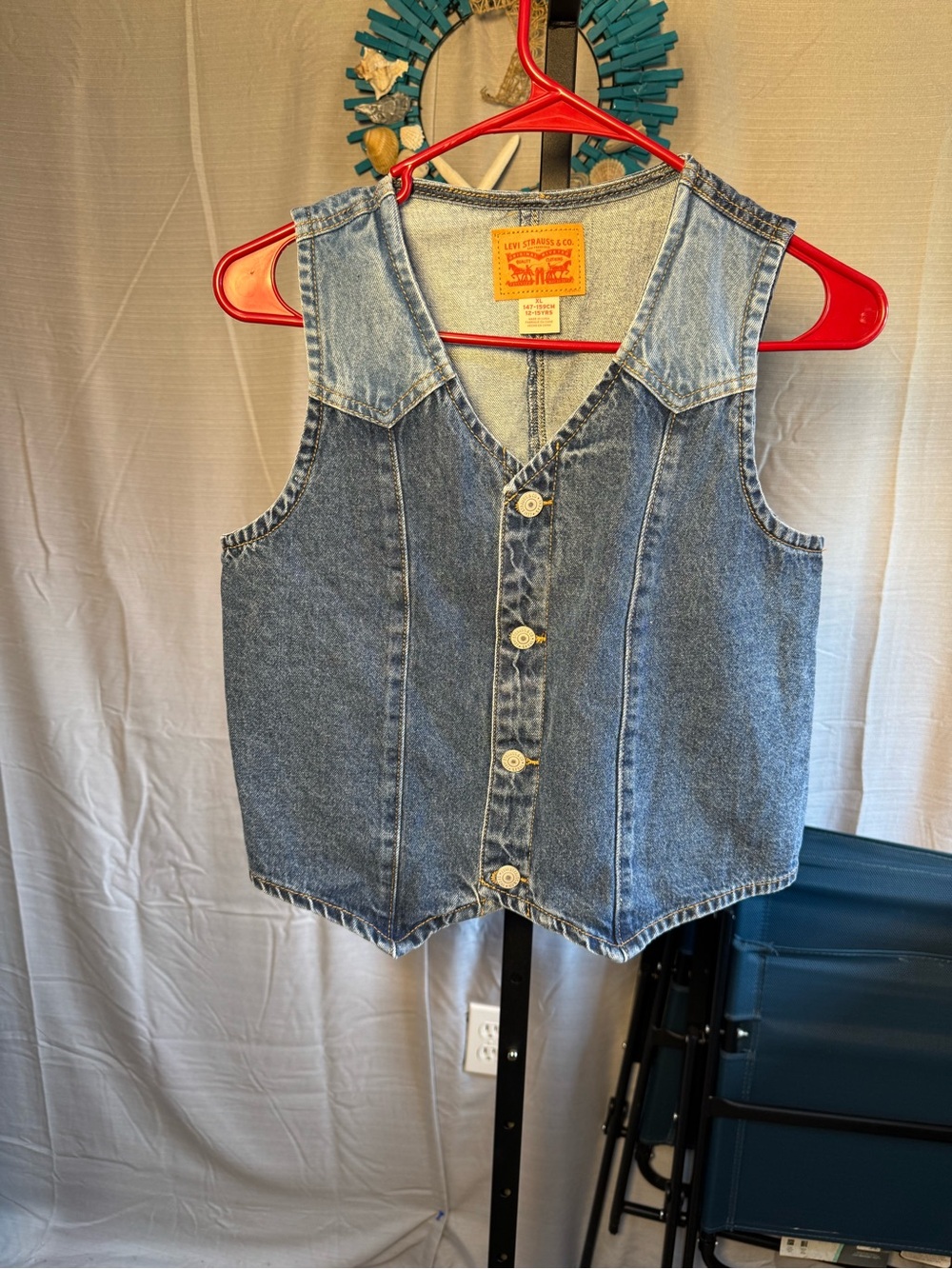 Levi's Light Blue Denim Girls' Button Vest